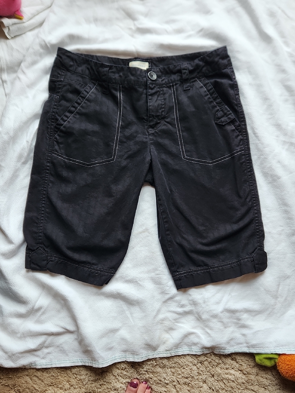 Black Casual Knee-Length Shorts